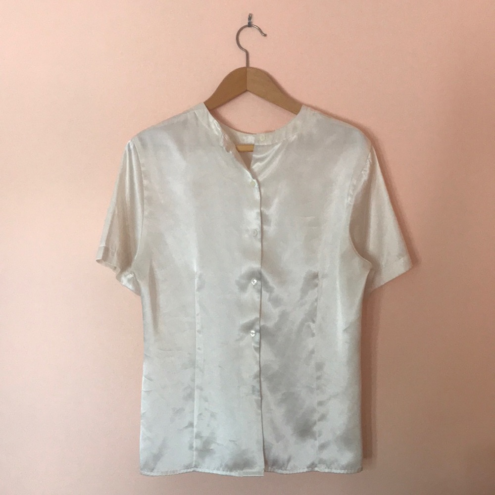 VINTAGE cream silk blouse